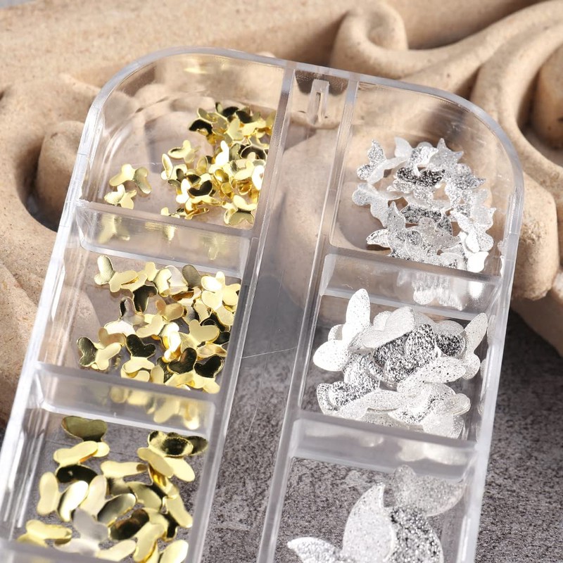 1 box rose gold silver butterfly nail decoration parts nail