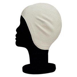 Blue Reef Moulded 3D Rubber Embossed Sunflower Design Vintage Style Ladies Strapless Swimming Hat Swim Cap One Size Small Adults Bathing Hat (White)