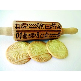 Nudelholz ANTIKES ÄGYPTEN für Kinder. Gravierte Teigrolle für hausgemachtes Gebäck. Teigroller für DIY Küche, Teig & Plätzchen. Nudelholz mit Muster von Algis Crafts