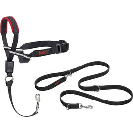 Halti Optifit Headcollar Size Medium & Training Leash Size Large, Black Combination Pack - Stop Your Dog Pulling on the Leash. Adjustable with Padded Nose Band. Suitable for Medium Dogs