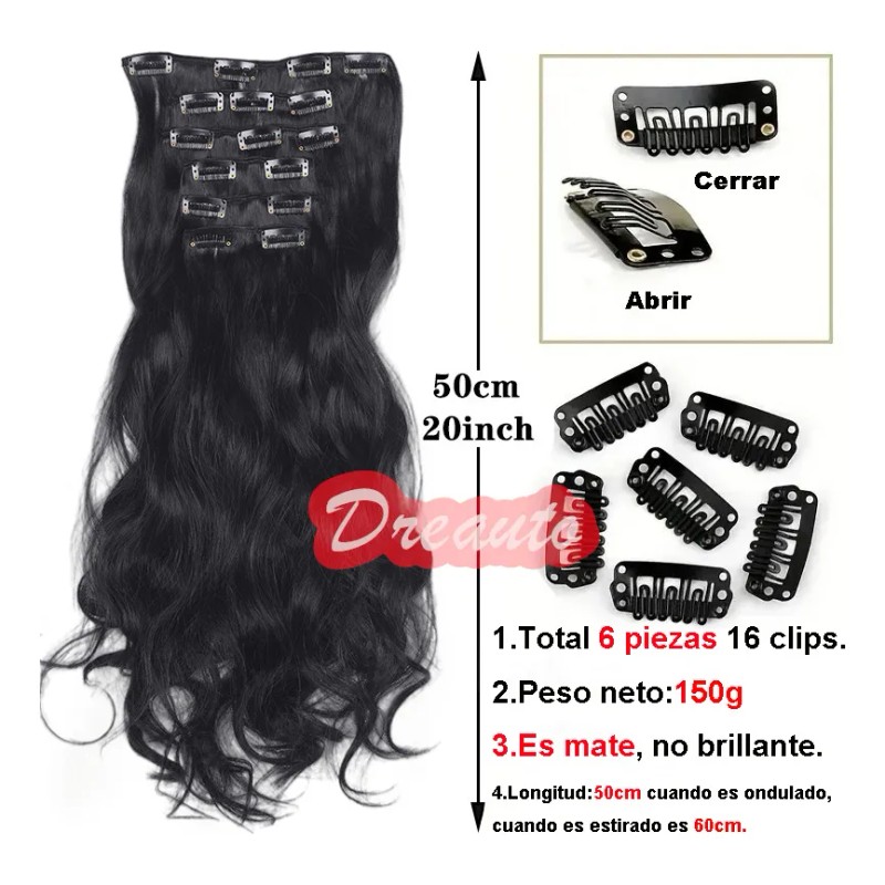 Extensiones De Pelo Ondulado Sintético 6pcs Mujeres