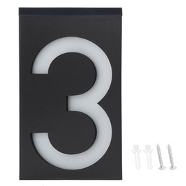 Outdoor Solar Power LED Number Sign Light House Hotel Store Door Address Lights Plate(Numéro 3 )