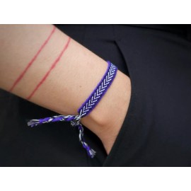 Boho Dark Periwinkle Boho Woven Bracelet, Slim Bracelet, Textile Cloth Bracelet
