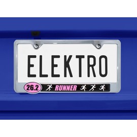 Elektroplate – Pink 26.2 Full Marathon Runners Chrome-Plated All-Metal Standard Size Premium 3D License Plate Frame Tag Holder for Cars/SUVs/Trucks Weather-Proof Automotive Accessory