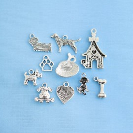 Unbranded Dog Lover Charm Collection Antique Silver Tone 10 Different Charms - COL024