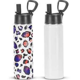 Draheri Sublimation Sports Water Bottle blanks, 22 Oz Sublimation Tumblers, Double Wall Stainless Steel Sports Water Bottle Flask with Portable Handle, Individually Boxed (8 Pack)