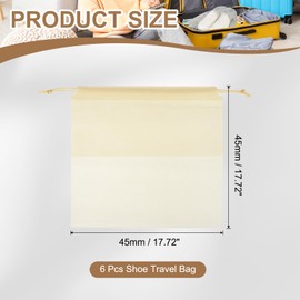 PATIKIL Shoe Bags for Travel 18", 6 Pcs Dustproof Drawstring Bags Dust Cover Non-Woven Travel Shoe Storage Bag for Packing with Clear Window for Women Men Handbag Purse, Beige