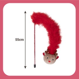 Rosewood Roxy Reindeer Cat Teaser Wand – Festive Catnip Toy with Feather Boa & Sparkly Tinsel Stick – Interactive Christmas Play for Cats & Kittens – Chase, Jump & Swat Holiday Cat Toy