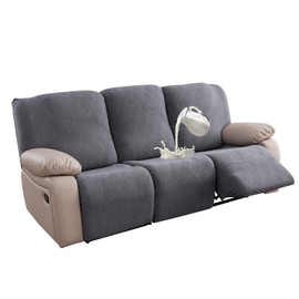 YUEANG 100% Waterproof Recliner Sofa Slipcovers, 3 Pieces Stretch Reclining Couch Covers for 3 Cushion Couch Sofa Pet Friendly Washable Furniture Covers for Dogs, Pets, Kids (Dark Gray, 3 Seater)