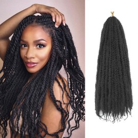 Marley Twist Braiding Hair 18 Inch Cuban Twist Hair 8 Packs Soft Marley Twist Hair Afro Kinky Twist Hair Extension(18 Inch, 1B)