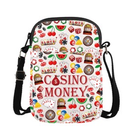 Casino Gambling Crossbody Bag Poker Money Bag Essentials Gift For Gambler Casino Cash Pouch Purse Bag (CASINOoomoney middle CB)
