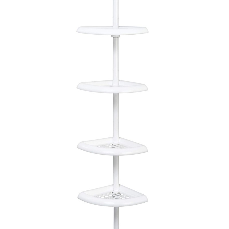 Zenna Home Tension Pole Shower Caddy, 4 Shelves, Adjustable, 60
