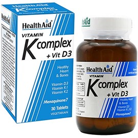 HealthAid Vitamin K Complex Plus VIT D3 New Menaquinone MK7 - 30 Tablets