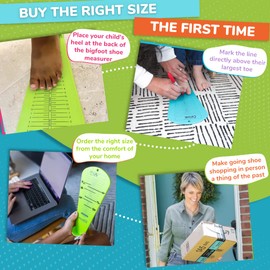 Squatchi Shoe Sizer for Baby, Toddler & Kids | Home Foot Measuring Device From Baby to Big Kid (2T-6Y) | Great Baby Shower & Keepsake Gift Idea | Measurement Chart with Accurate US Sizes - Green