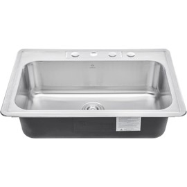 CozyBlock 33" Stainless Steel Drop In/Topmount Single Bowl Kitchen Sink (Sink Only)