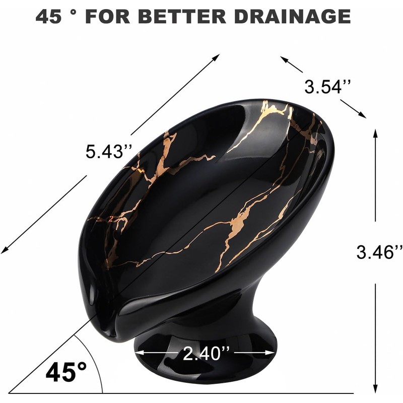 Ceramic Soap Dish Holder, Self-Draining Soap Holder, Leaf Shaped Easy