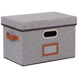 OUTBROS Storage Boxes with Lids, Storage Baskets for Shelves, Foldable Cube Organiser Box Baskets, Collapsible Home Office Fabric Bins, 38 x 25 x 25 cm, Grey, 1-Pack