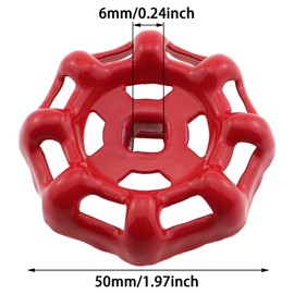 KKUANG 2PCS Red Cast Steel External Tap Replacement Handle Hardware Handwheel 50mm Diameter Plumbing Faucet Part Square Shutoff Valve Pull for Garden Patio Bathroom Kitchen Drainage