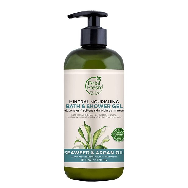 Petal Fresh Pure Mineral Nourishing Bath & Shower Gel Seaweed & Argan Oil, 16 Ounce