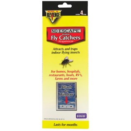 REVENGE No Escape Window Fly Catchers, Pack of 4 Non-Toxic Sticky Tape Strips for Indoor Use, Attract & Trap Insects