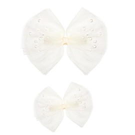 2 PCS White Pearl Hair Bows Hair Clips for Women Classic Style Solid Pattern Special Occasions, Fashion, Photography
