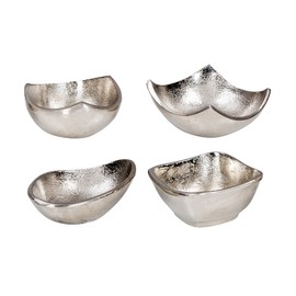 levandeo Set of 4 Decorative Bowls Mini Diameter 10 cm Aluminium Silver Snack Bowl Table Decoration Metal Bowl