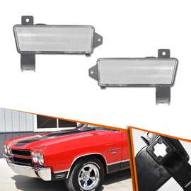 ADIIL Clear Lens LH+RH Pair Front Fender Lower Side Marker Light Lamp For 1970 Chevy Chevelle El Camino