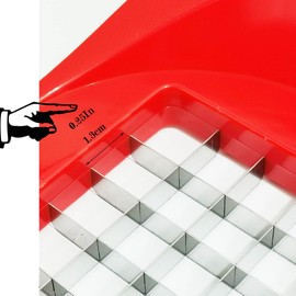 1 cortador de huevo, cortador de ensaladas de frutas, cortador de patatas duro, cortador de huevo, cubeta de frutas, cortador de verduras, picador de cebolla, picador de verduras, cortador, picador de verduras, paquete de 1 rejilla de 0.5 pulgadas, rojo