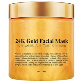 24K Gold Peel Off Face Mask Anti-Wrinkle Aging Collagen Facial Deep Cleansing Skin Oil Control Pores Shrinking Acne Purification Care Lifting Tightening for Men and Women 250g / 24K 골드 필 오프 페이스 마스크 주름 방지 노화 콜라겐 페이셜 딥 클렌징 스킨 오일 컨트롤 모공 축소 여드름 정화 케어 리프팅 남성 및 여성용 강화 250g
