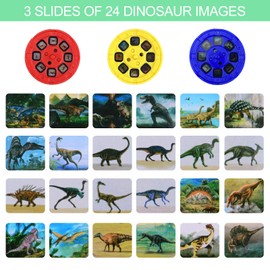 MeoZynxadril Children's Projector Torch, Dino Torch with 3 Discs, 24 Pictures, History Slideshow Projector Toys, Small Slideshow Projector, Educational Toy for Boys and Girls