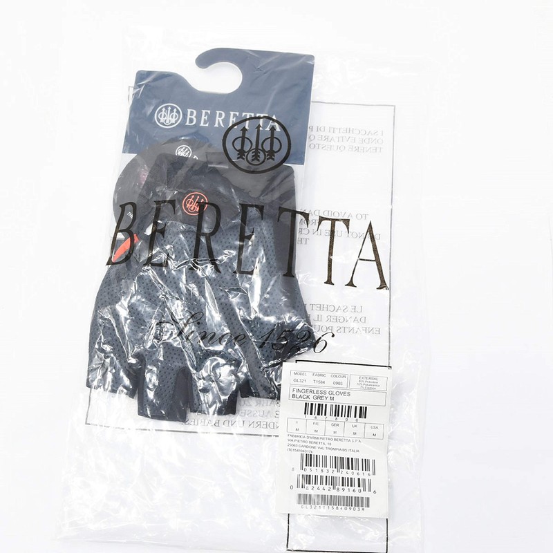 Beretta Unisex Lightweight Fingerless Black/Grey Shooting Mesh Gloves, S