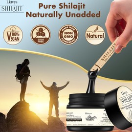 Lktvys Shilajit Himalayan Organic, Shilajit Supplement, Shilajit Resin Enriched with Over 85 Essential Micronutrients, Boosts Energy and Immune Vitality, Pure Shilajit for Men and Women