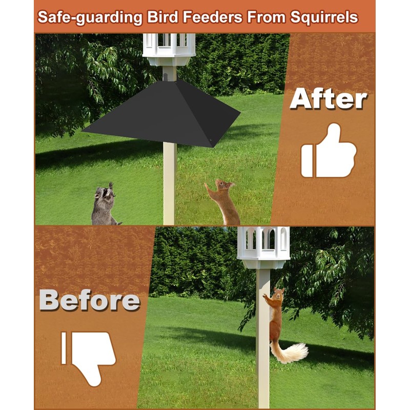 Khordin Metal Squirrel Baffle for 4x4 Post, Outside Wooden Pole