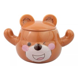 Taza De Ceramica Con Tapa Oso Kawaii Cafe Té  M-0924 Color Café M-0924 Guiño