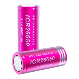 PAOWANG 2 Pack 26650 Rechargeable Battery 3.7V 6800mAh Large Capacity for Flashlights, Headlamps, Doorbells (Flat Top)