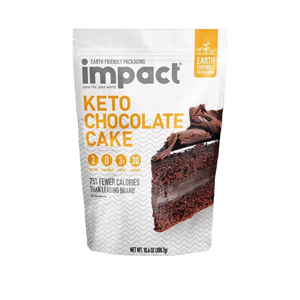 Impact Keto Chocolate Cake Mix –Sugar Free Keto Diet Friendly Baking Mix – 2 Net Carb, Non-GMO, Easy to Bake Keto Dessert & Healthy Delicious, Moist and Fluffy Cake – 10.6oz Pouch