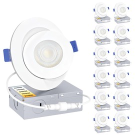 Ensenior 12 Pack 4 inch Gimbal Led Recessed Light with Junction Box, 90° Adjustable Directional Eyeball Lighting, Dimmable, 2700K/3000K/3500K/4000K/5000K, 900LM, 9W=100W-FCC Certified