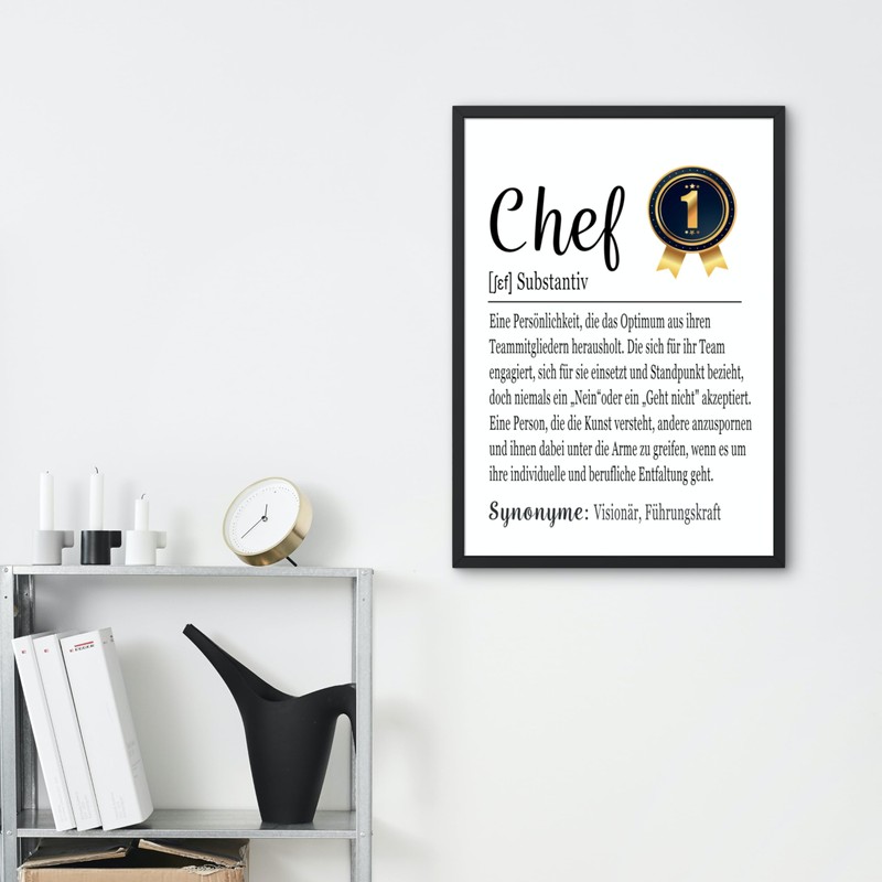 PURESIZE Chef Gift Funny DIN A4 Picture with Frame (Black),