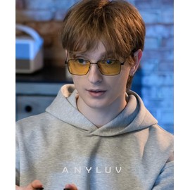 ANYLUV Gaming Glasses, Metal Rectangle Frame Blue Light Glasses Men, Lightweight Eyeglasses Anti Eyestrain & Eye Protection