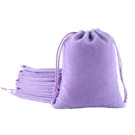 Sansam Small Velvet Gift Bags with Drawstring, 20pcs 4.0x4.8 Inch Lavender Drawstring Velvet Cloth Jewelry Pouches
