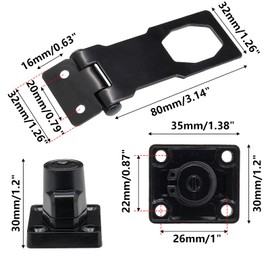 Kyuionty 4 Pcs Keyed Hasp Locks 3 Inch Twist Knob Keyed Locking Hasp, Metal Safety Hasp Latches Keyed Different for Small Doors, Cabinets (Black)