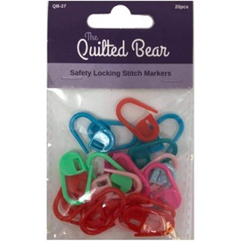 The Quilted Bear Locking Stitch Markers - Premium Safety Locking Knitting Stitch Markers & Stitch Marker for Crochet with Two Pack Quantities Available! (20 Pack)