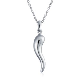 Protection Amulet Italian Horn Pendant Necklace For Women For Men Teen .925 Sterling Silver