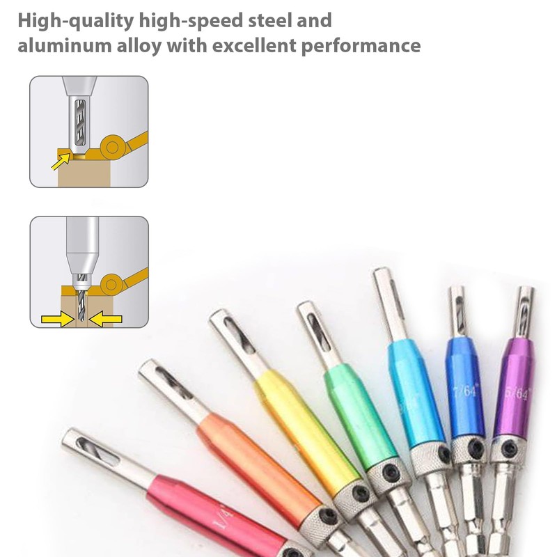 Oiieco 8 Pcs Self Centering Drill Bit Set, Hinge Drill