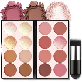 HOSAILY Paleta De Maquillaje De 16 Colores: Rubor, Contorno E Iluminador. Paleta De Polvos Minerales Todo En Uno Con Acabado Brillante, Sedoso Y Mate. Bronceador, Rubor E Iluminador Para Esculpir El R