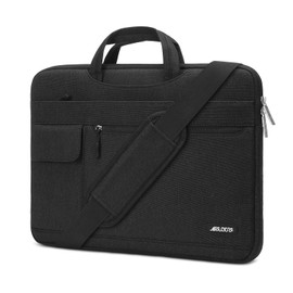 MOSISO Laptop Shoulder Bag Compatible with MacBook Air 13 inch M2 A2681 M1 A2337 A2179 A1932/Pro 13 M2 M1 A2338 A2251 A2289 A2159 A1989 A1706 A1708,Polyester Flapover Briefcase Sleeve Case, Black
