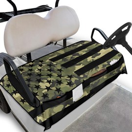 Knextrepoy Green Camo Golf Cart Seat Covers American Flag Golf Cart Seat Cover Blanket Cushion Cover with 4 Pockets, Universal Travel Sports Golf Cart Accessories Decoration