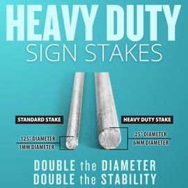 30" Heavy Duty Yard Stakes, 5 Pack, .25 Diameter Metal Frame Wire Step Stake for Yard Signs (5 Pack)