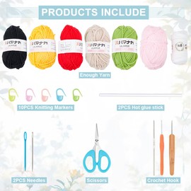 FREEBLOSS 4 Set Crochet Capybara with Video Tutorials Learn to Crochet Capybara Kit DIY Crochet Animals Crochet Starter Kit for Adults Strawberry, Bee, Piglet, Frog Crochet Kit for Beginners