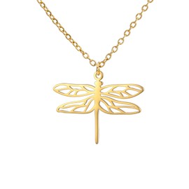 kkjoy Dragonfly Necklace Stainless Steel Flying Elves Pendant Necklace Jewelry for Women Charming Ladies